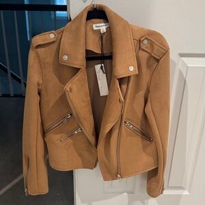 Newbury Kustom Tan Leather Moto Jacket